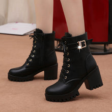 Charger l&#39;image dans la galerie, Lumens-Bottes à femmes à lacets et boucle
